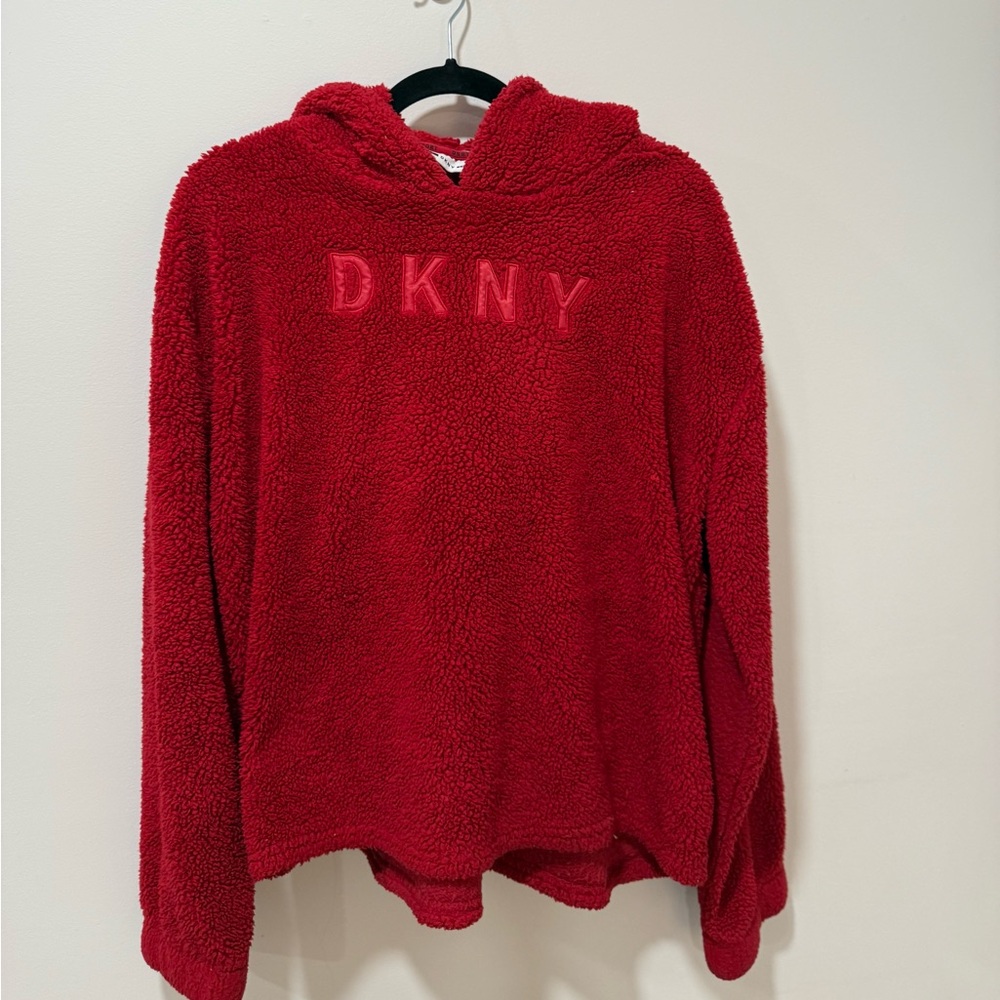 DKNY Women's Vibrant Red Fleece Sweater